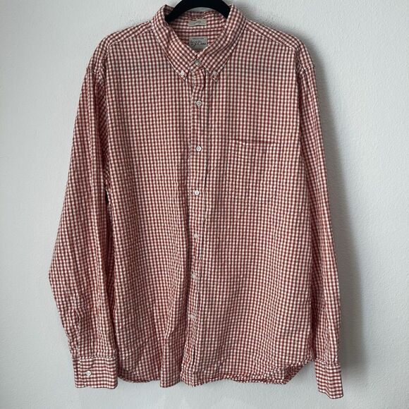 J.Crew Mens Button Shirt Xl Classic Fit Check Long Sleeve Seersucker Org Cotton - Picture 2 of 8